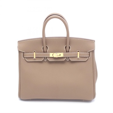 HERMES Birkin 25 Handbag Y Togo leather Brown Etoupe Grey Used Women GHW