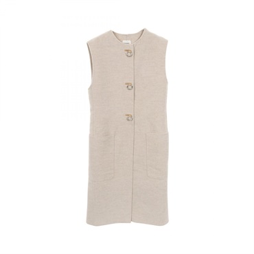 HERMES vest knitwear gilet #34 cashmere Beige Used Women