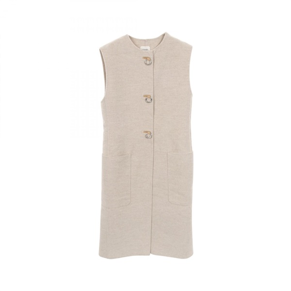 HERMES vest knitwear gilet #34 cashmere Beige Used Women