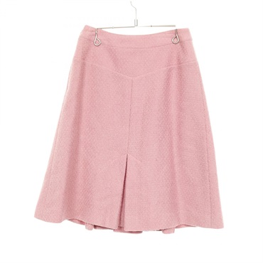 CHANEL COCO Mark Tweed skirt P18107V10311 wool Nylon Pink #36 Used Women