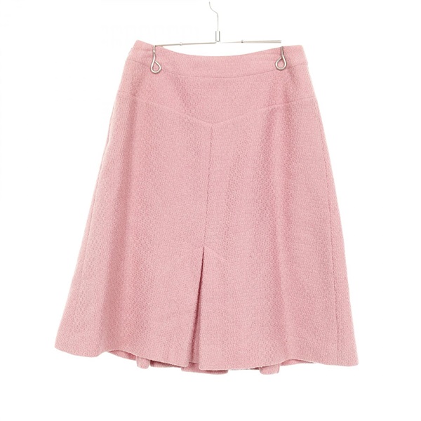 CHANEL COCO Mark Tweed skirt P18107V10311 wool Nylon Pink #36 Used Women