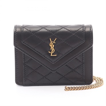 SAINT LAURENT PARIS Gabby Micro chain Shoulder Bag 685612 leather Black Used GHW