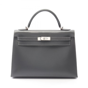 HERMES Kelly 32 Shoulder Handbag leather Taderakto Gray Used Women SHW D