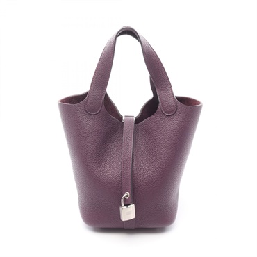 HERMES Picotin Lock PM Tote Handbag Taurillon Maurice leather Cassis Used U SHW