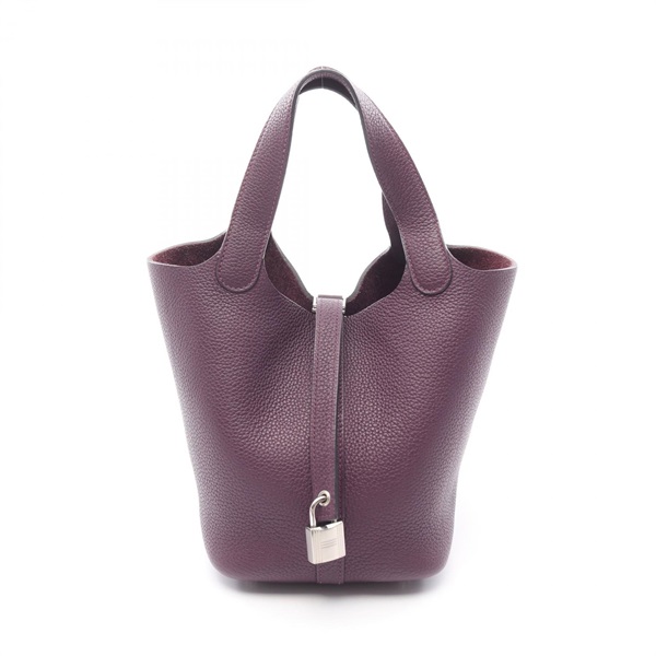 HERMES Picotin Lock PM Tote Handbag Taurillon Maurice leather Cassis Used U SHW