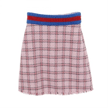GUCCI Mini Skirt Rayon Nylon Pink Blue Red Size 36 Used Women
