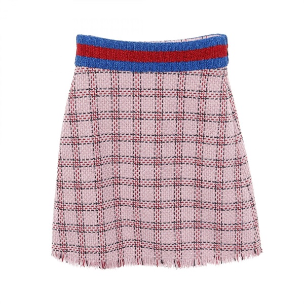 GUCCI Mini Skirt Rayon Nylon Pink Blue Red Size 36 Used Women