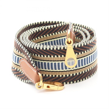 HERMES Bandouliere Sangle Cavall Shoulder strap Swift leather canvas Brown Used