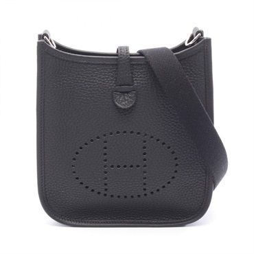 HERMES Evelyne Troyes PM Shoulder Bag Clemence leather Black Used Women K SHW