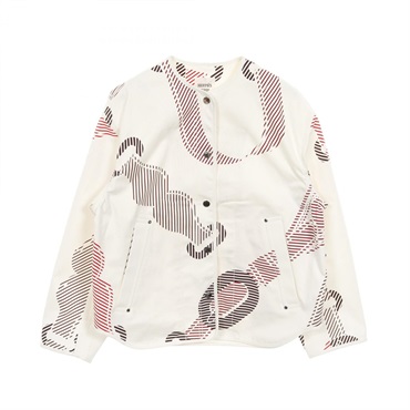 HERMES Coaching Remix Blouson Jacket cotton White Red Used Women size 34