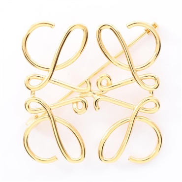 LOEWE Anagram Brooch Pin Gold Plated Used Unisex
