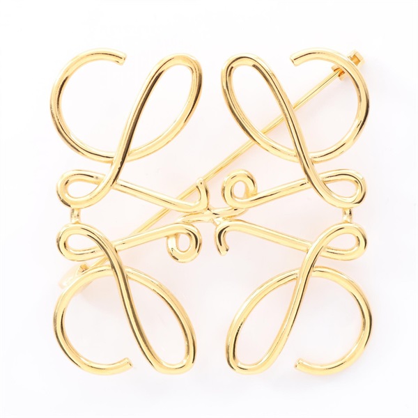 LOEWE Anagram Brooch Pin Gold Plated Used Unisex
