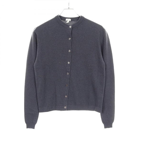 HERMES Sellier Button cardigan knitwear cashmere Navy Used Women size L