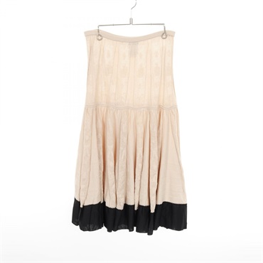 CHANEL COCO Mark skirt P20815V01267 Cotton polyester Beige Black Used Women #40
