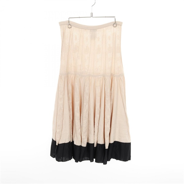 CHANEL COCO Mark skirt P20815V01267 Cotton polyester Beige Black Used Women #40