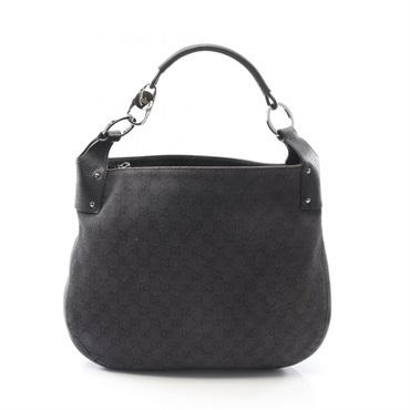 GUCCI GG canvas Shoulder Bag 179777 denim leather Black Used Women