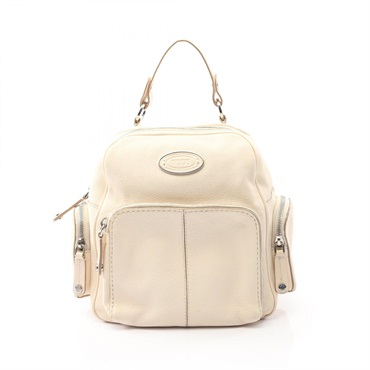 TOD'S Rucksack Backpack bag leather White beige Used Women