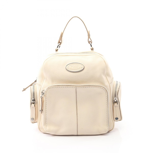 TOD'S Rucksack Backpack bag leather White beige Used Women