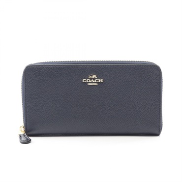 COACH Around zipper long wallet purse 58059 leather Navy Used Women