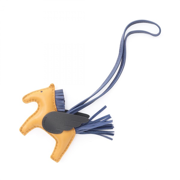 HERMES Rodeo Pegasus PM charm Agneau milo leather Beige Blue Used Women U