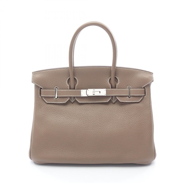 HERMES Birkin 30 Handbag M Taurillon Clemence Etoupe Grey Used SHW Women