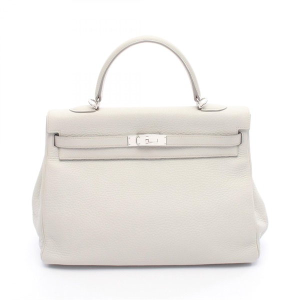 HERMES Kelly 35 shoulder Handbag H Taurillon Clemence Gray SHW Used women