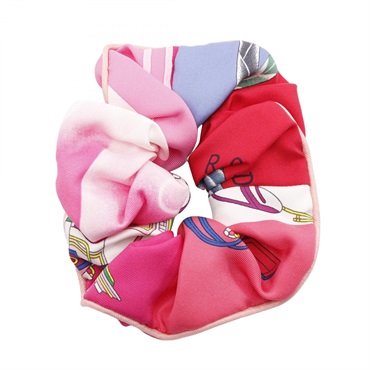 HERMES Scrunchie Claudia hair accessory silk Pink Multicolor Used Women