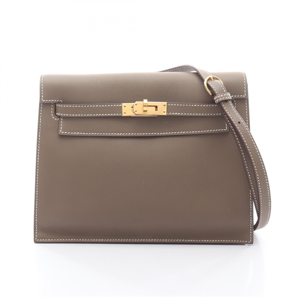 HERMES Kelly dance 2 business clutch bag B Swift leather Etoupe GHW used