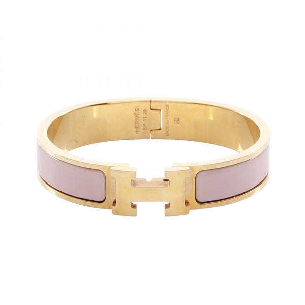 HERMES Click H PM Bangle Bracelet Gold Plated enamel Pink Used Women GHW