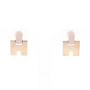 HERMES Eileen Pierced earrings Gold Plated Pink Used women