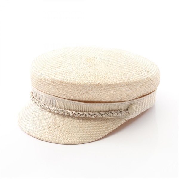 Christian Dior travel cap casquette hats 62cm straw Beige Used Women
