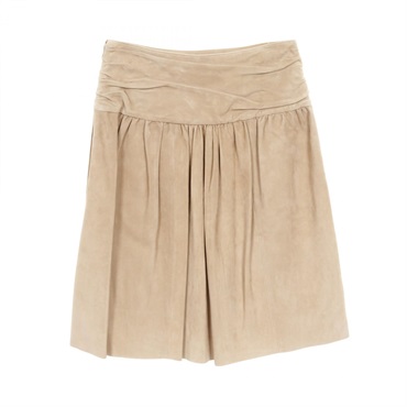 HERMES Skirt leather Goats leather Beige Used Women #36