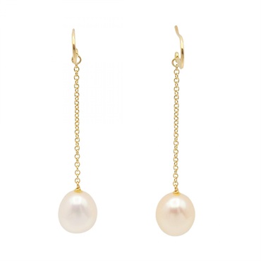 TIFFANY＆CO By the Yard Pearl Chain Pierced Earrings 18KYG White Used Women