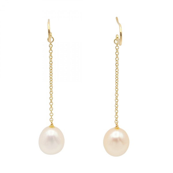 TIFFANY＆CO By the Yard Pearl Chain Pierced Earrings 18KYG White Used Women