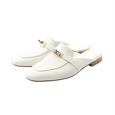 HERMES Oz Mule sandals shoes leather White Used Women #37
