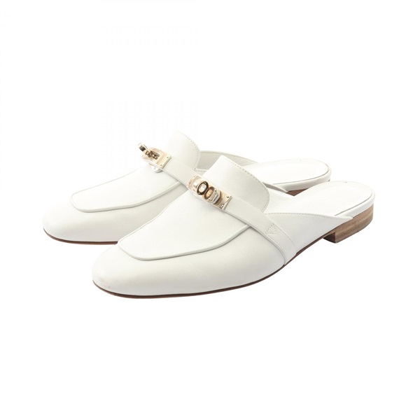 HERMES Oz Mule sandals shoes leather White Used Women #37
