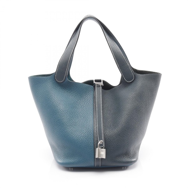 HERMES Picotin Lock Cassaque MM Handbag Taurillon leather Vert cypres Used Y