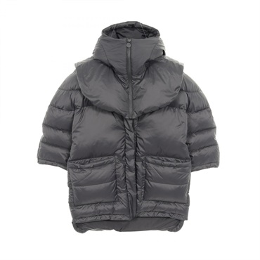 CHANEL COCO Mark button Down jacket coat short sleeves Nylon Black Used Women CC