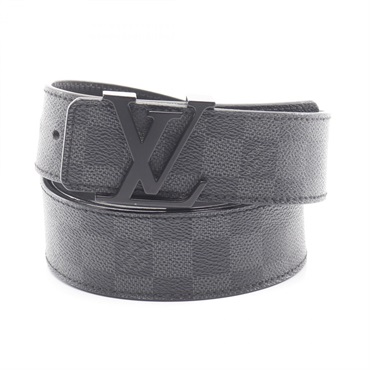 LOUIS VUITTON Ceinture LV Initial belt Damier graphite canvas Black Used mens LV