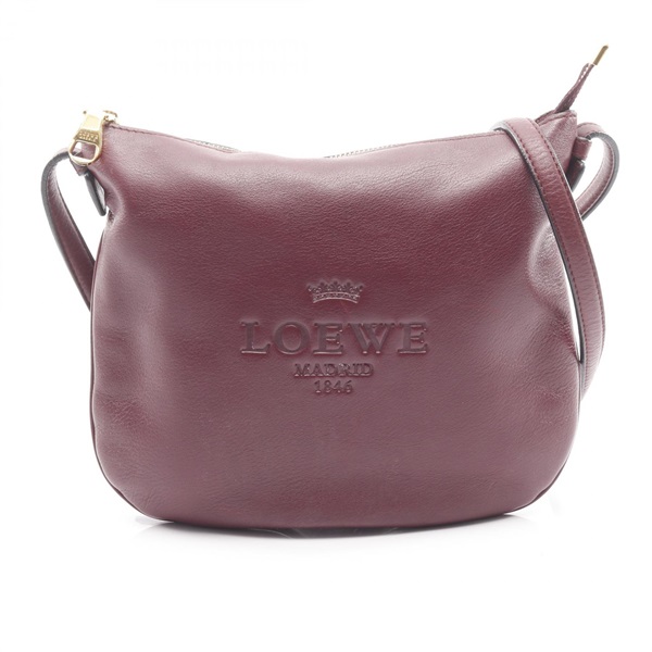 LOEWE Heritage Shoulder Crossbody Bag leather Bordeaux Used Women