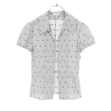 CHANEL COCO Mark Camelia Blouse Tops P76758V63866 cotton Gray Used Women 36