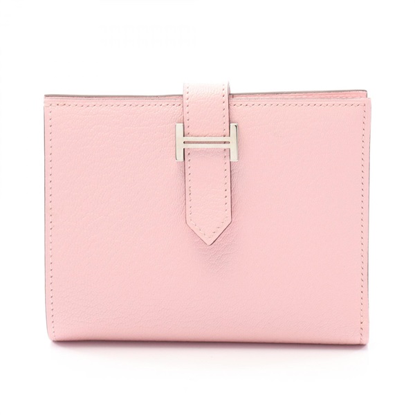 HERMES BEAN Compact Bi-fold wallet Chevre leather Pink Rose sakura Used D SHW