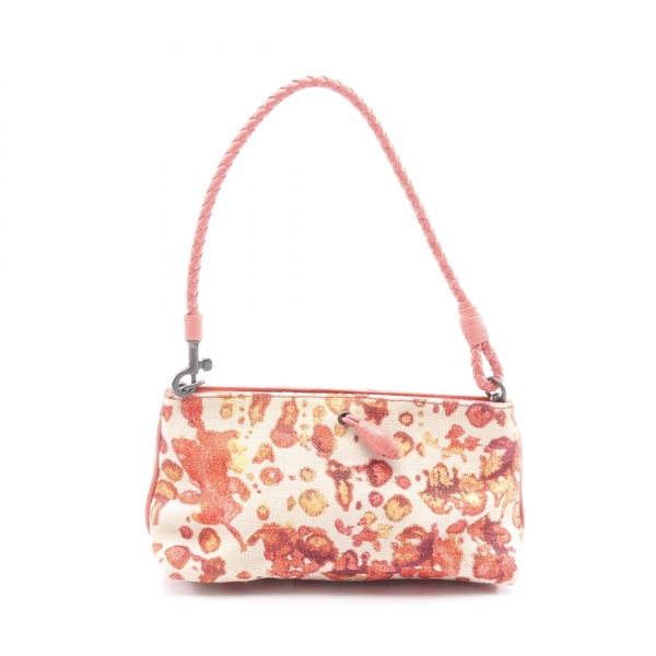 BOTTEGA VENETA Handbag canvas leather White Pink Orange Used Women