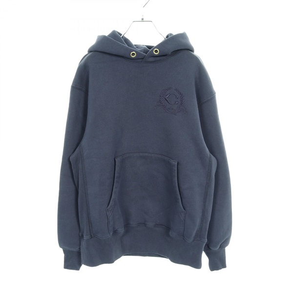COACH Oversized Signature Crest Hoodie sweatshirt CX653 cotton Navy Used #XXS