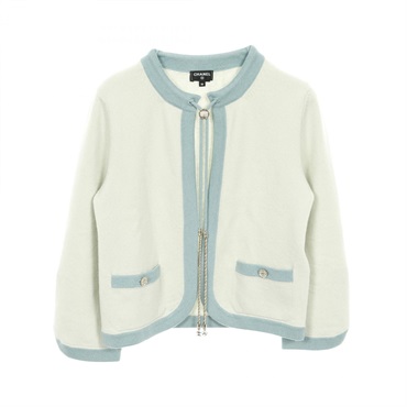 CHANEL COCO Mark button cardigan Knitwear cashmere Blue Used Women size 36 CC