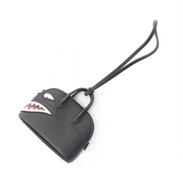 HERMES Bolide Shark Bag charm Swift leather Black Used unisex W SHW