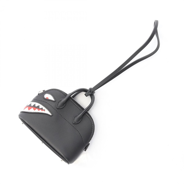 HERMES Bolide Shark Bag charm Swift leather Black Used unisex W SHW