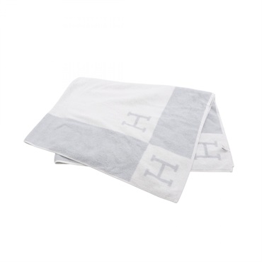 HERMES Avalon bath towel cotton Blue White unisex