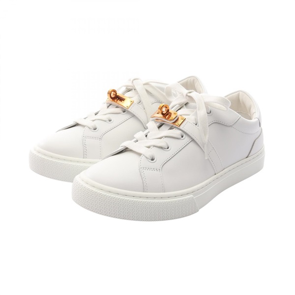 HERMES day kelly buckle sneakers leather White Women #37.5
