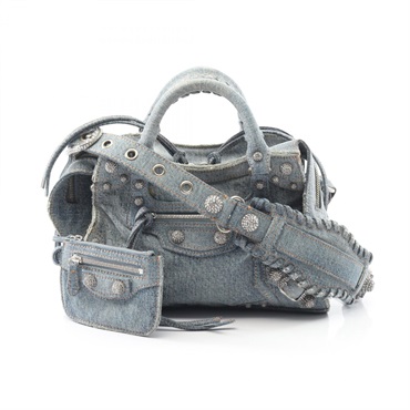 BALENCIAGA Neo Cagole S crossbody shoulder Handbag 751523 denim Blue Used Women